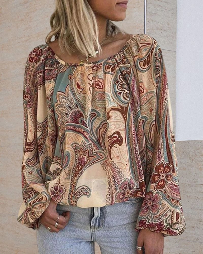Blusa Con Mangas Tipo Linterna Y Estampado Para Mujer | Ideal Para Uso Diario Y Salidas Informales