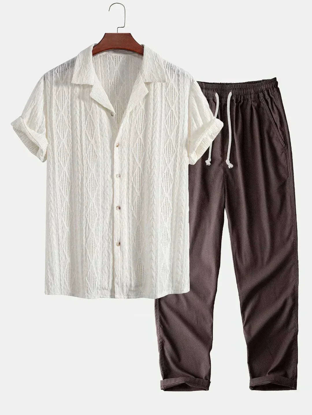 Conjunto De Ropa Con Camisa De Manga Corta Y Pantalón Largo Para Adultos | Ideal Para Uso Diario