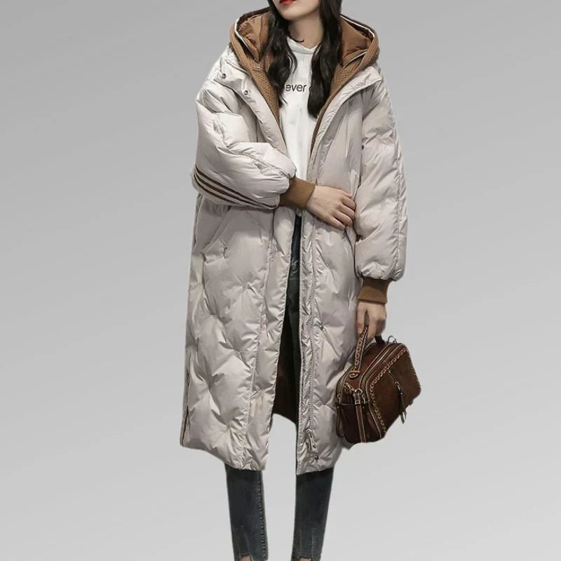 Abrigo Largo Acolchado Con Capucha Para Mujer | Ideal Para Otoño E Invierno