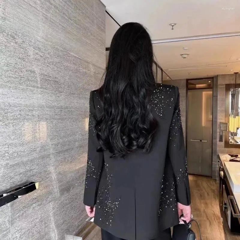 Blazer con Cierre de Un Botón y Ornaments en Strass para Mujer | Ideal para Ocasiones Formales y Eventos