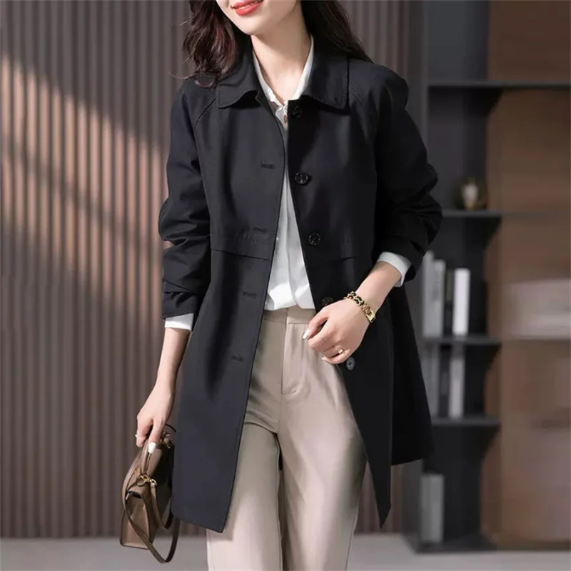 Gabardina De Largo Medio Con Corte Holgado Para Mujer | Ideal Para Primavera Y Otoño