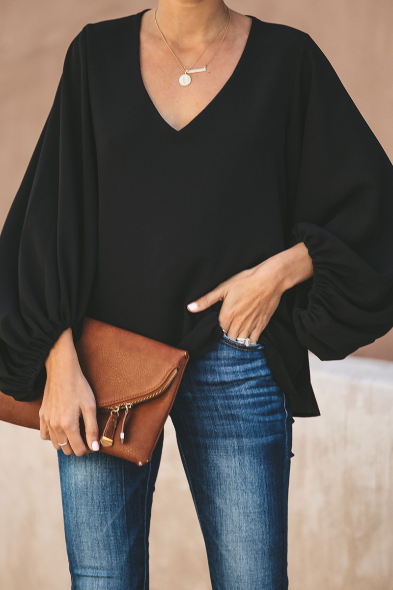 Blusa Con Escote En V Y Corte Amplio Para Mujer | Ideal Para Uso Diario Y Salidas