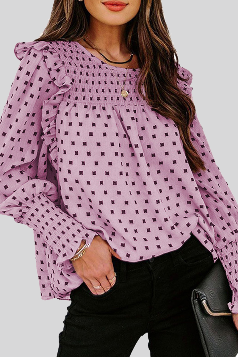Blusa de Mujer con Mangas Abullonadas e Impresión Coordinada | Ideal para Uso Diario y Profesional