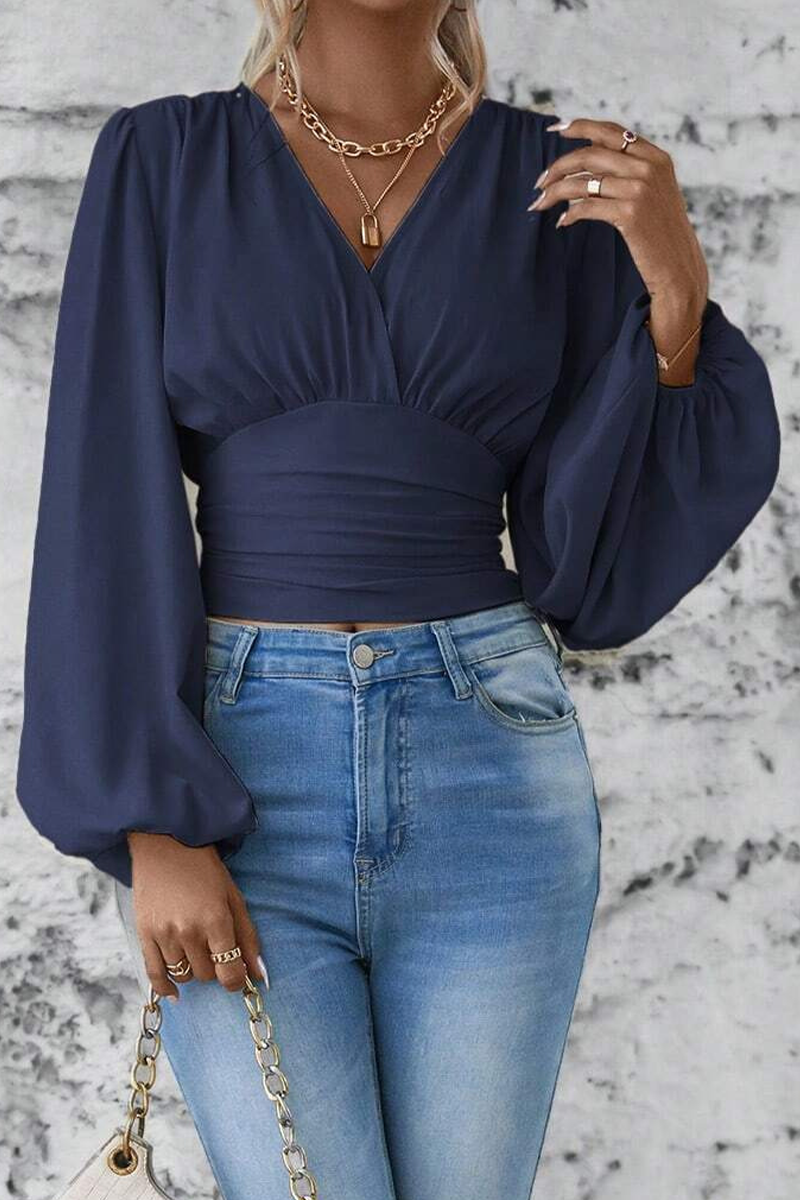 Blusa Con Cuello En V Y Detalle Fruncido Para Mujer | Ideal Para Uso Diario O Profesional