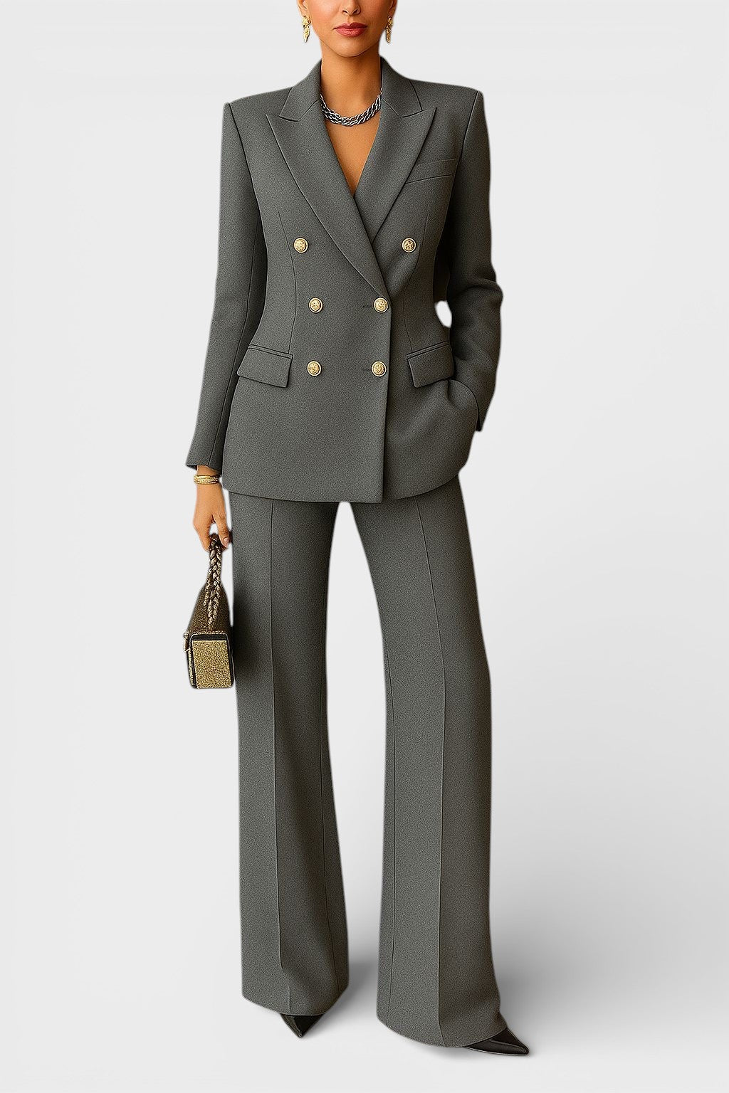 Conjunto de Dos Piezas con Blazer Estructurado y Pantalón a Juego para Mujer | Ideal para Oficina o Uso Diario