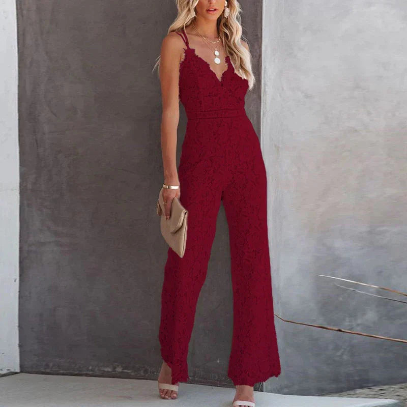 Mono Sin Mangas Con Pantalón Amplio Para Mujer | Ideal Para Reuniones Y Eventos