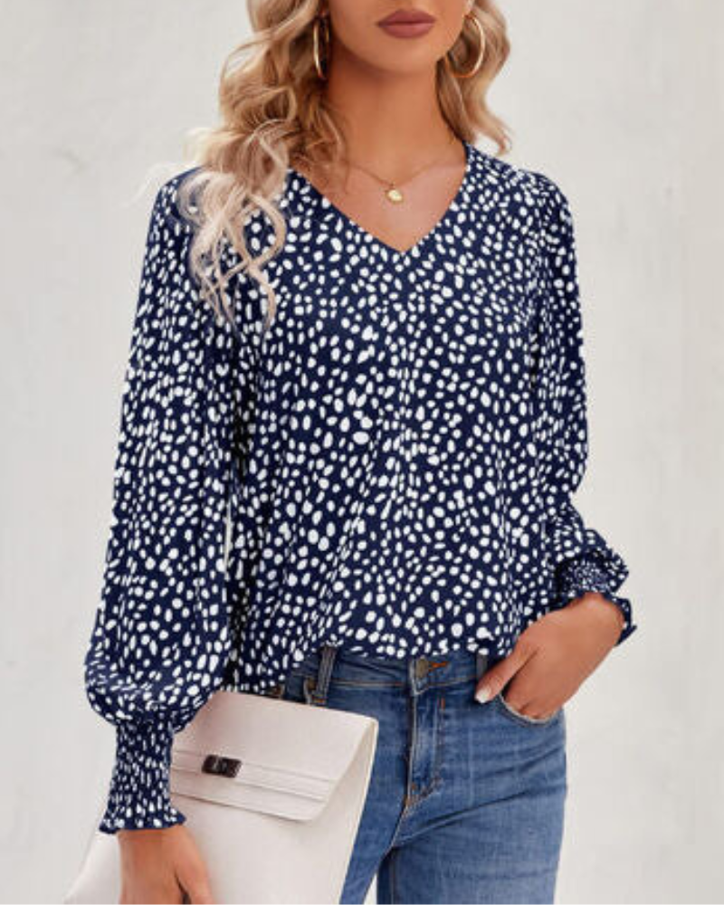 Blusa Con Cuello En V Y Mangas Abullonadas Para Mujer | Ideal Para Uso Diario Y Profesional