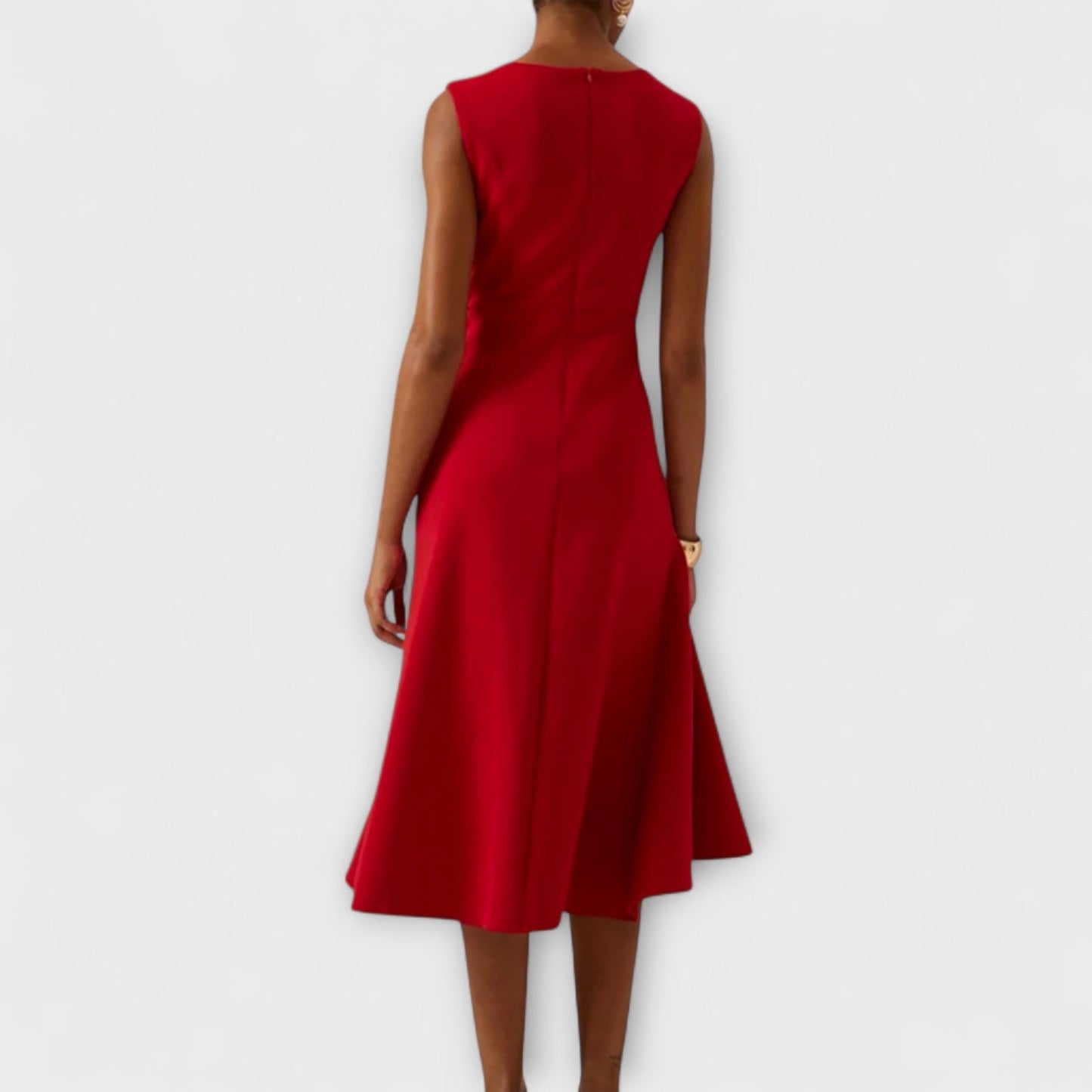 Vestido Midi Con Corte Ajustado Y Volantes Laterales Para Mujer | Ideal Para Uso Diario Y Eventos Sociales
