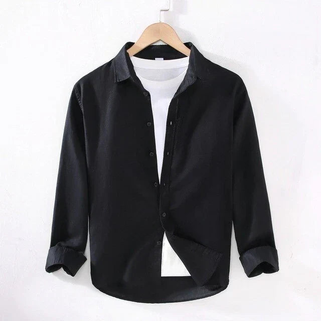 Camisa De Manga Larga Con Cuello Clásico Y Corte Recto Para Hombre | Ideal Para Uso Diario Y Actividades Informales
