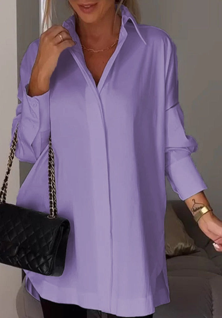 Blusa Con Corte Relajado Y Abertura En El Dobladillo Para Mujer | Ideal Para Uso Diario E Informal