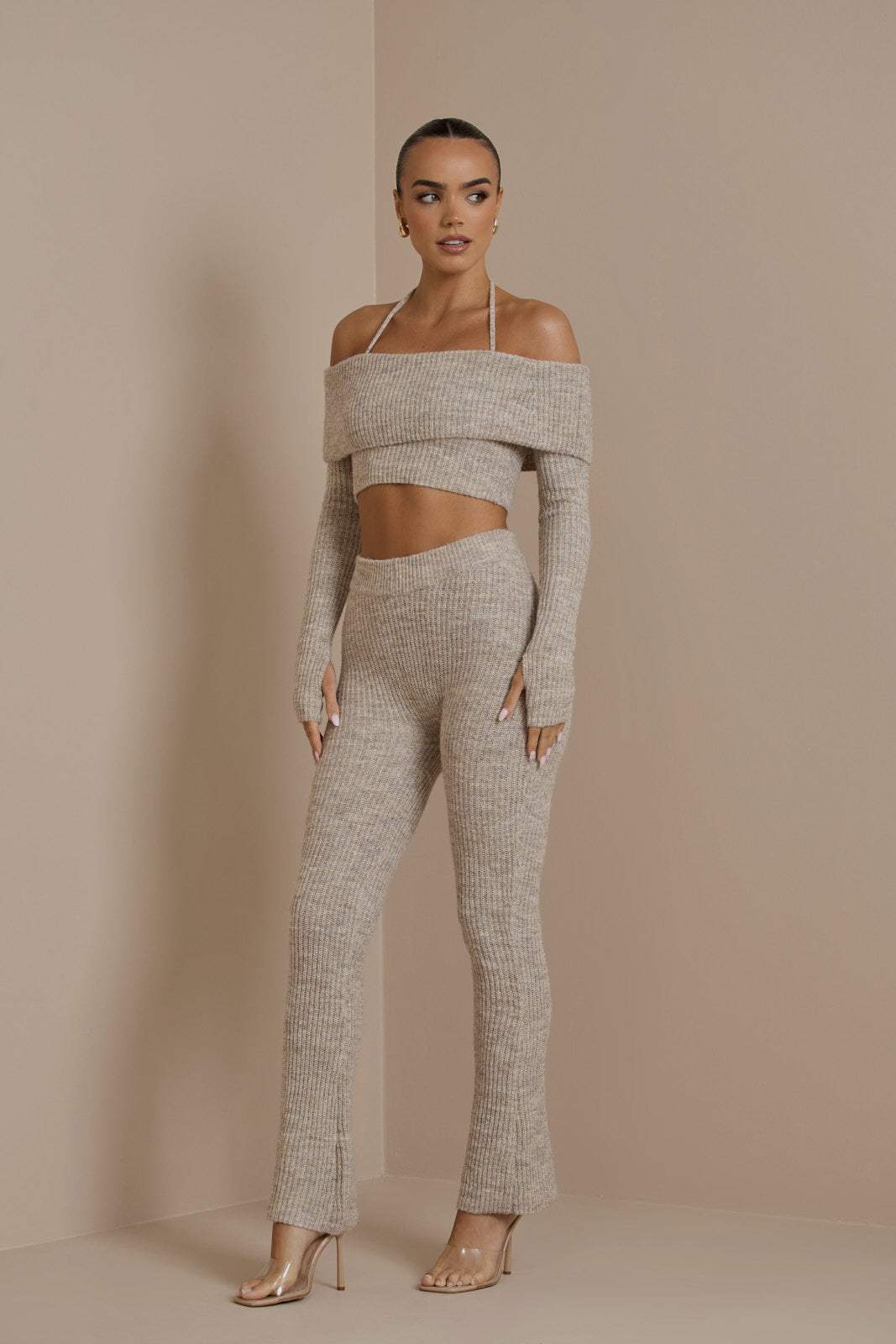 Conjunto de Dos Piezas con Top de Hombros Descubiertos para Mujer | Ideal para Uso Diario y Eventos