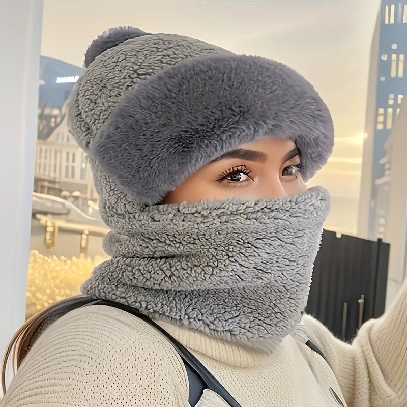 Conjunto de Gorro con Pompón y Bufanda a Juego para Adultos | Ideal para Invierno