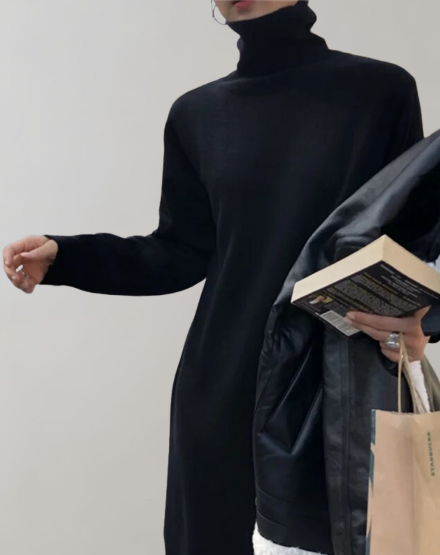 Vestido Tipo Jersey Con Cuello Alto Y Manga Larga Para Mujer | Ideal Para Invierno