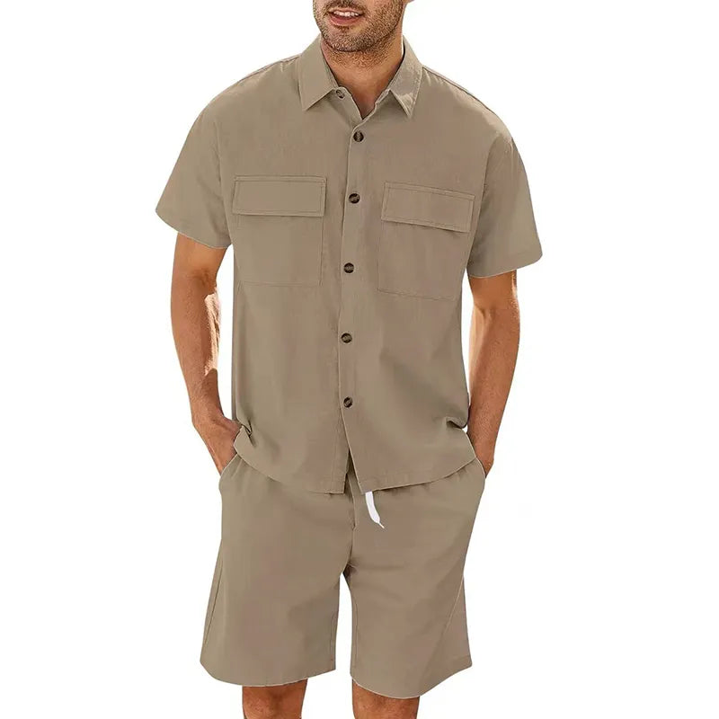 Conjunto Dos Piezas con Camisa de Manga Corta y Short con Cintura Elástica para Adultos | Ideal para Uso Diario