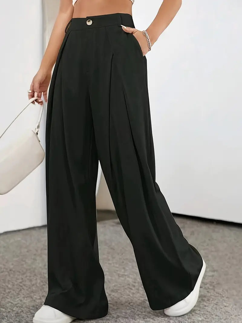 Pantalón de Talle Alto con Plisados para Mujer | Ideal para Oficina y Uso Diario