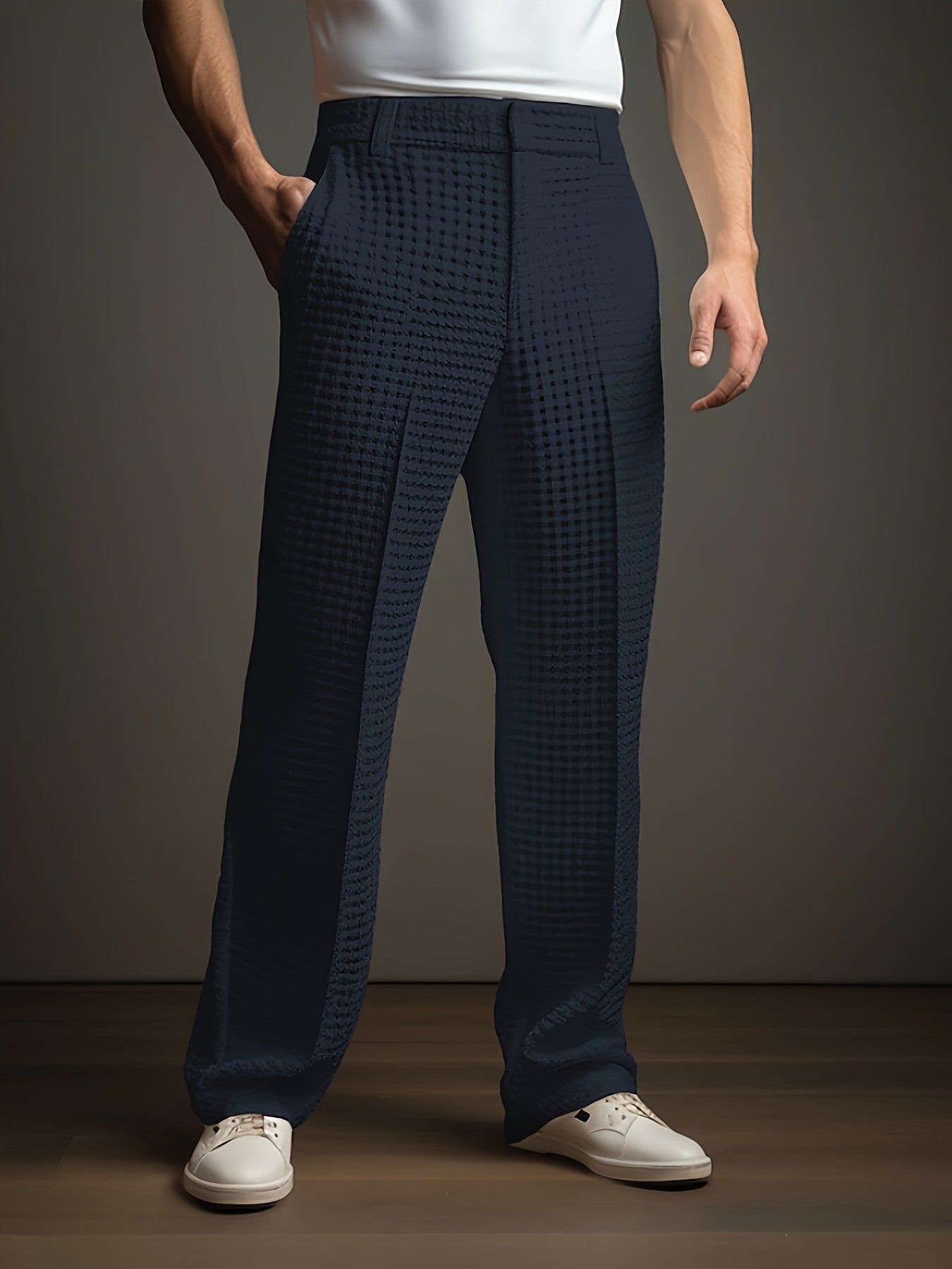 Pantalón de Corte Amplio con Cintura Estructurada y Bolsillos Laterales para Hombre | Ideal para Uso Diario