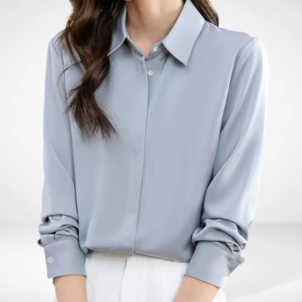 Blusa Con Cuello De Camisa Clásico Y Corte Fluido Para Mujer | Ideal Para Uso Diario Y Oficina