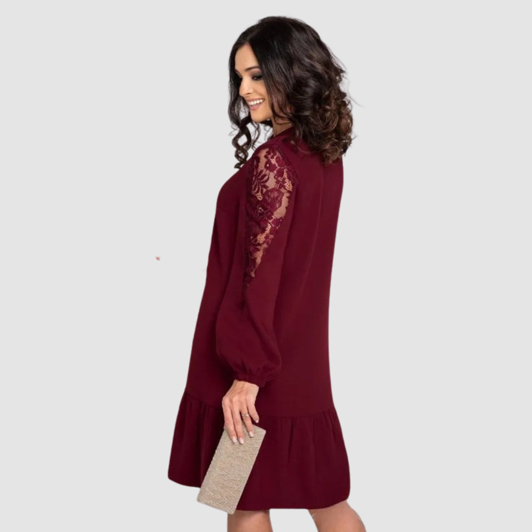 Vestido Midi Con Mangas De Paneles Transparentes Para Mujer | Ideal Para Uso Diario Y Eventos Sociales