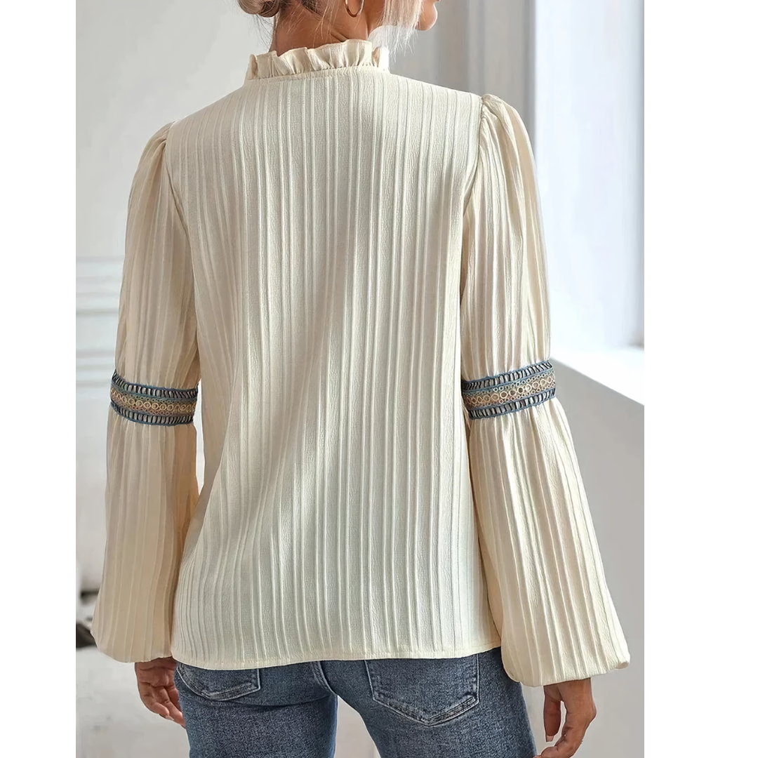Blusa De Manga Larga Con Escote En V Para Mujer | Ideal Para Uso Diario Y Oficina