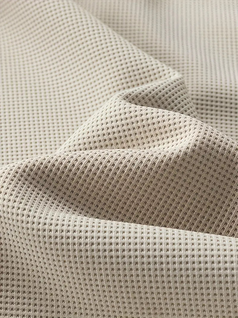 Camiseta Henley de Manga Larga con Textura de Patrón Tipo Panal para Hombre | Ideal para Uso Diario