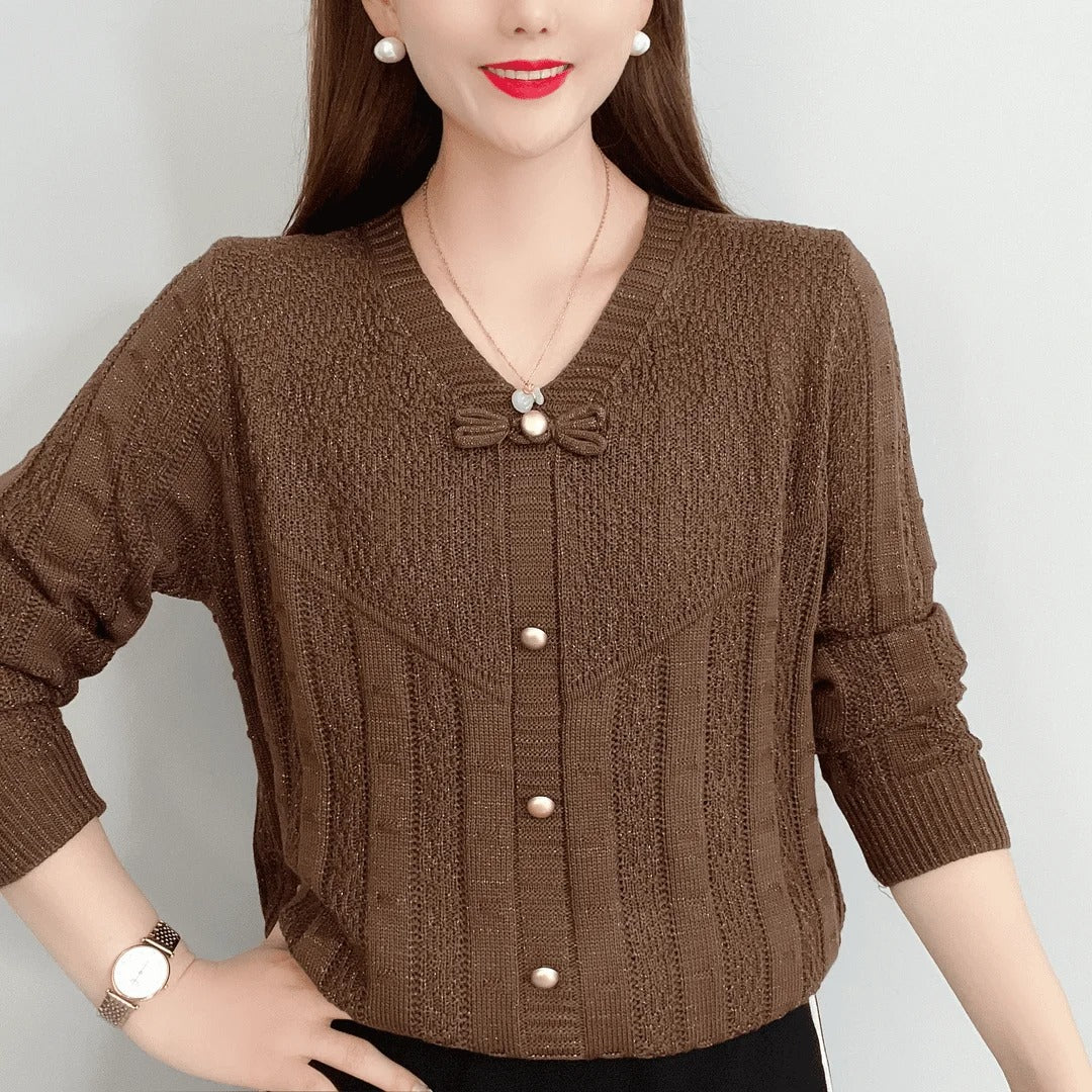 Jersey De Punto Calado Con Puños Y Dobladillo Acanalados Para Mujer | Ideal Para Uso Diario Y Todas Las Estaciones