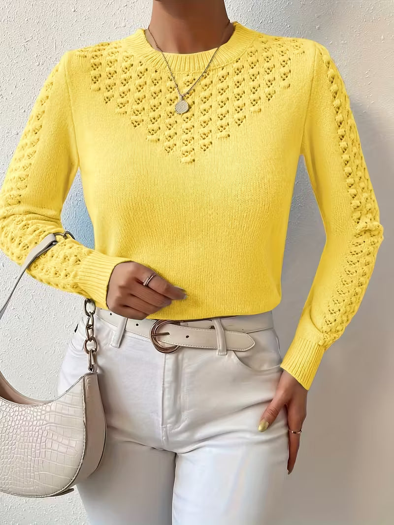 Jersey De Manga Larga Con Detalles De Encaje Para Mujer | Ideal Para Uso Diario Y Superposición