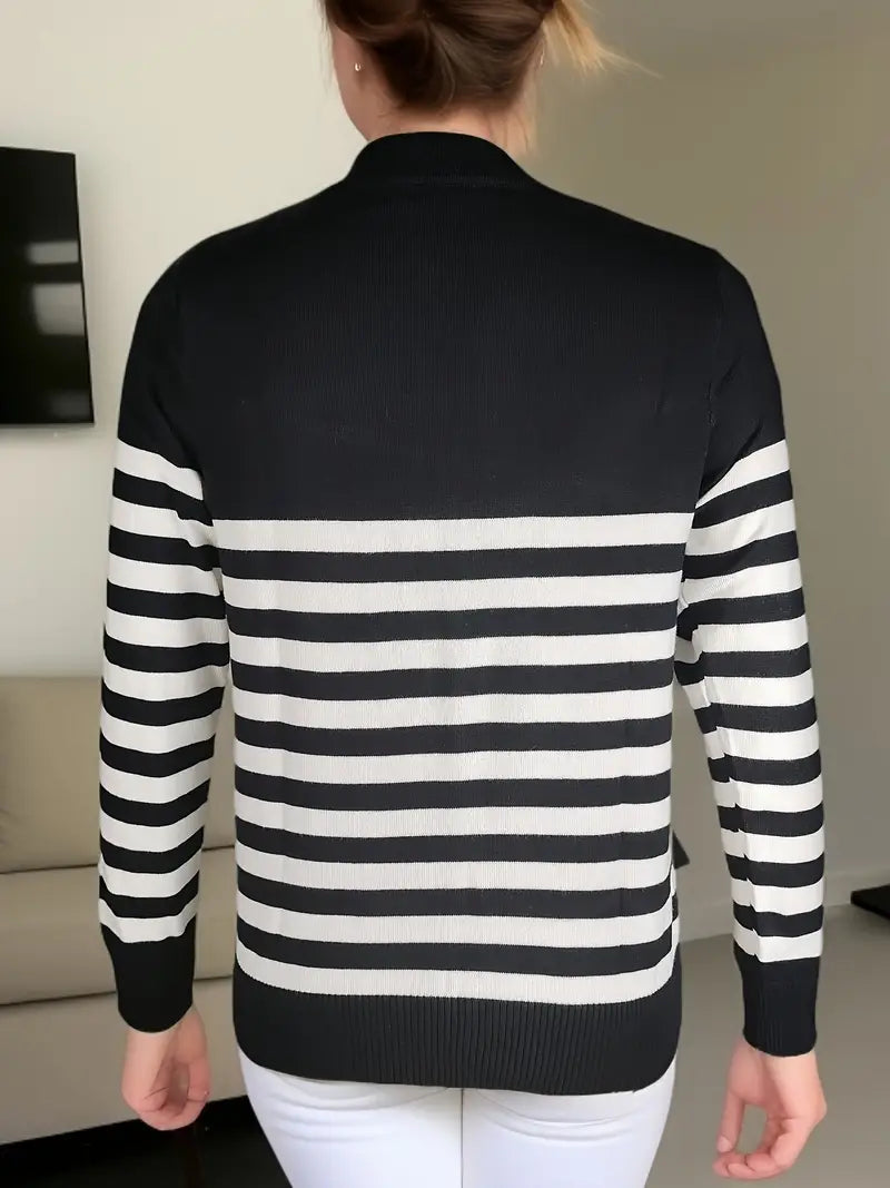 Jersey De Rayas con Cuello Redondo para Mujer | Ideal para Uso Diario