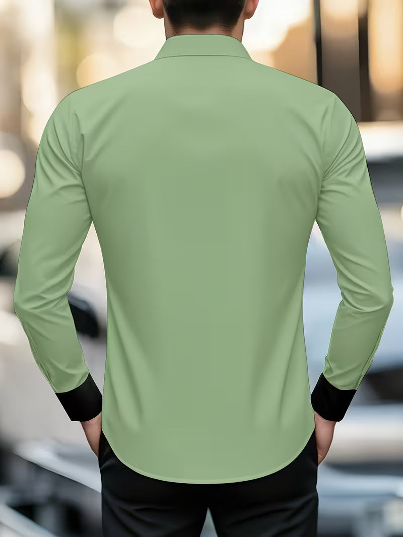 Camisa De Manga Larga Con Cierre De Botones Para Hombre | Ideal Para Uso Profesional Y Social