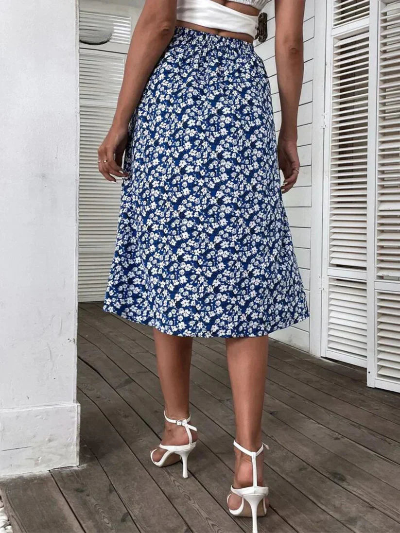 Falda Midi con Volantes y Estampado Floral para Mujer | Ideal para Uso Diario y Salidas