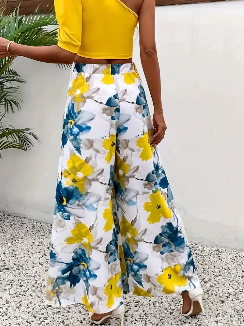 Pantalón Ancho con Estampado Floral Integral para Mujer | Ideal para Días Cálidos y Salidas Informales