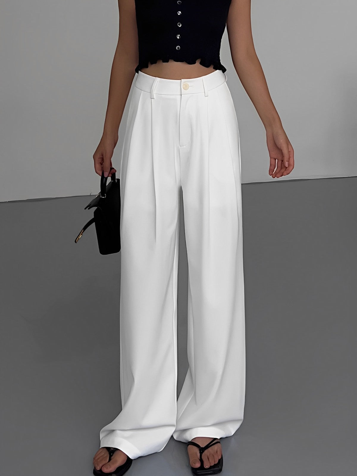 Pantalón Ancho de Talle Alto con Piernas Largas para Mujer | Ideal para Oficina o Uso Diario