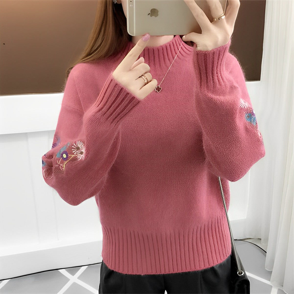 Jersey Oversize con Cuello Alto y Diseño Liso para Mujer | Ideal para Otoño e Invierno