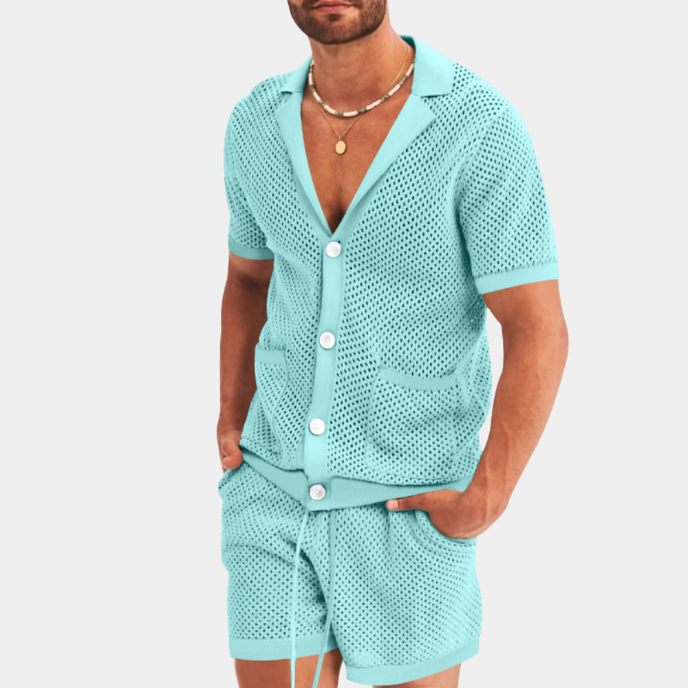 Conjunto Dos Piezas con Camisa de Manga Corta y Short con Cintura Elástica para Adultos | Ideal para Uso Diario