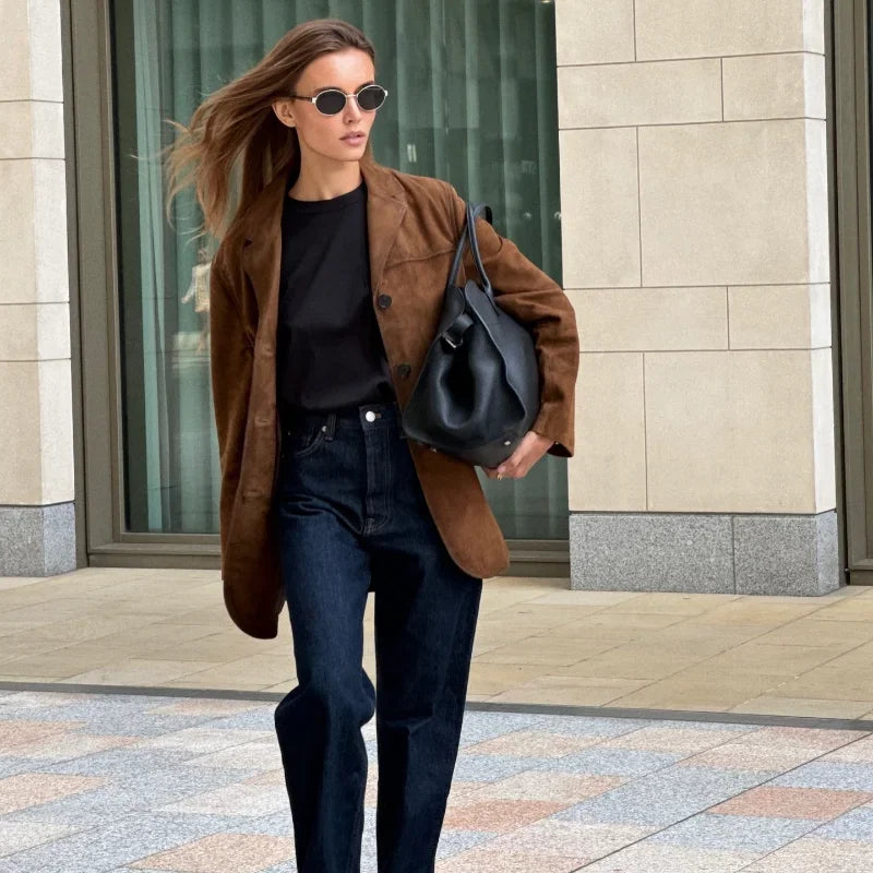 Blazer Con Cuello Clásico Y Mangas Largas Para Mujer | Ideal Para Reuniones Y Uso Diario
