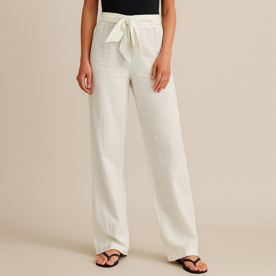 Pantalón De Corte Amplio Con Cintura Elástica Y Bolsillos Laterales Para Mujer | Ideal Para Uso Diario