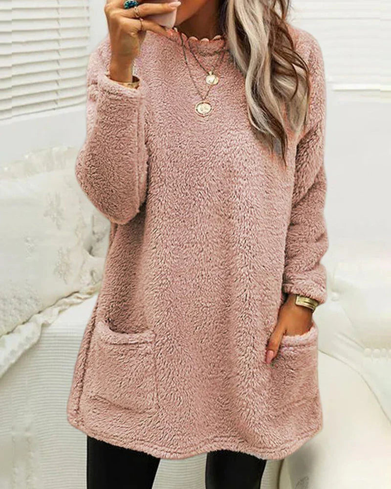 Jersey de Invierno con Cuello Redondo para Mujer | Ideal para Días Fríos