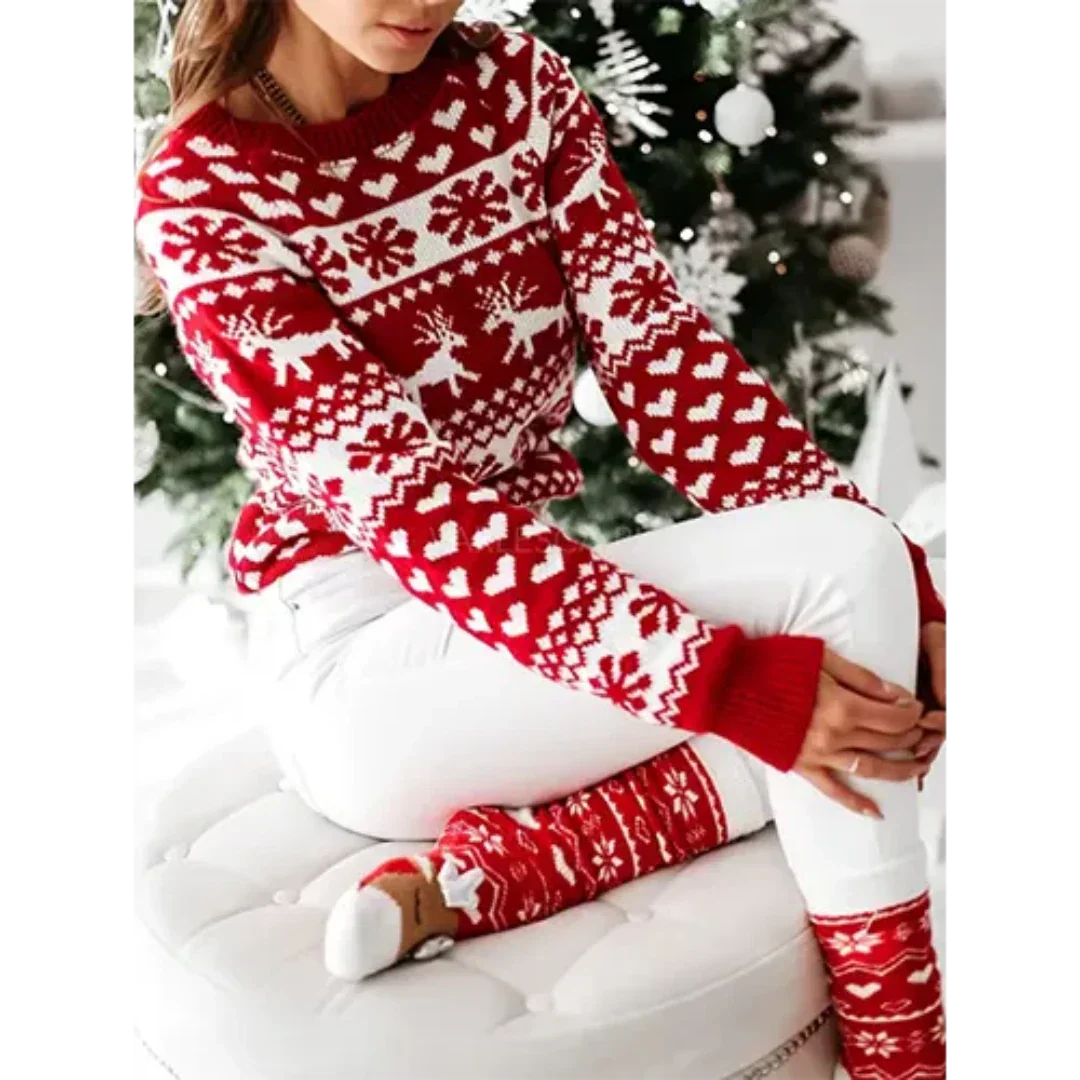 Jersey de Punto con Motivo Invernal para Mujer | Ideal para el Uso Diario en Invierno