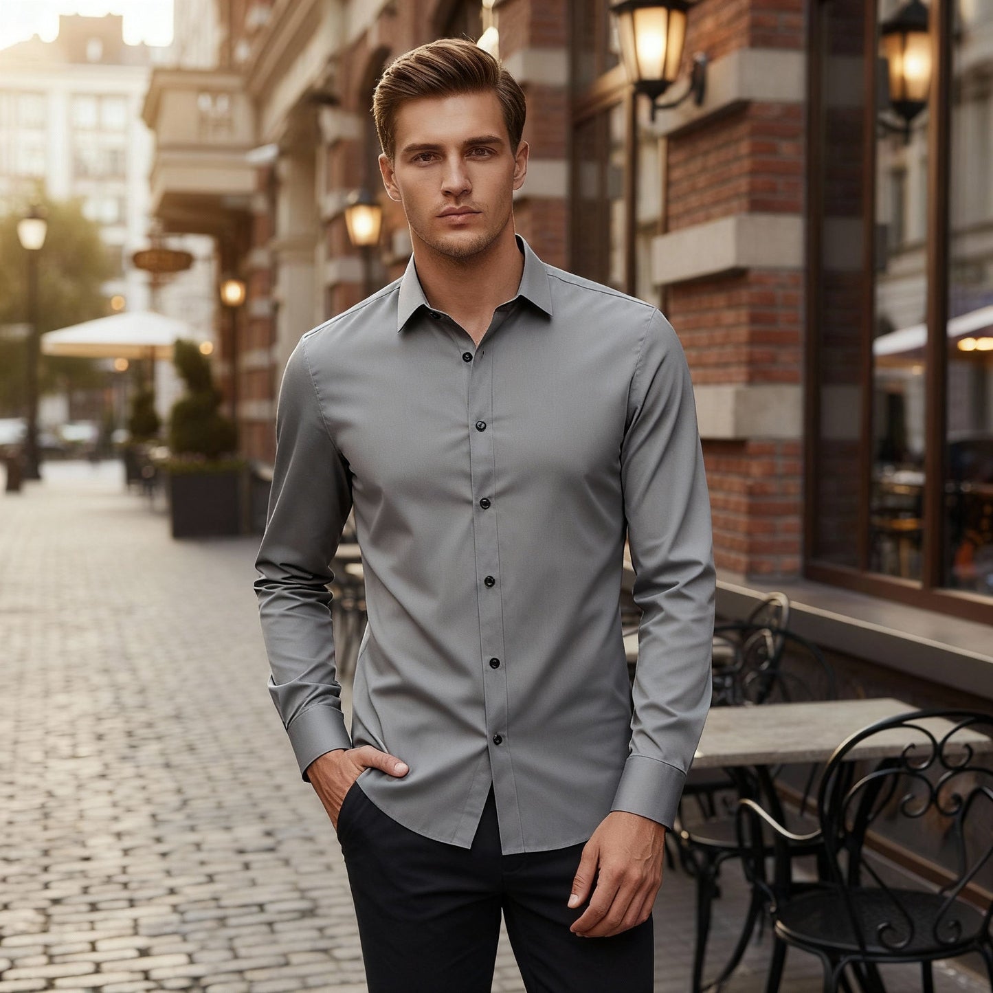 Camisa Con Corte Ajustado Para Hombre | Ideal Para Trabajo Y Uso Diario