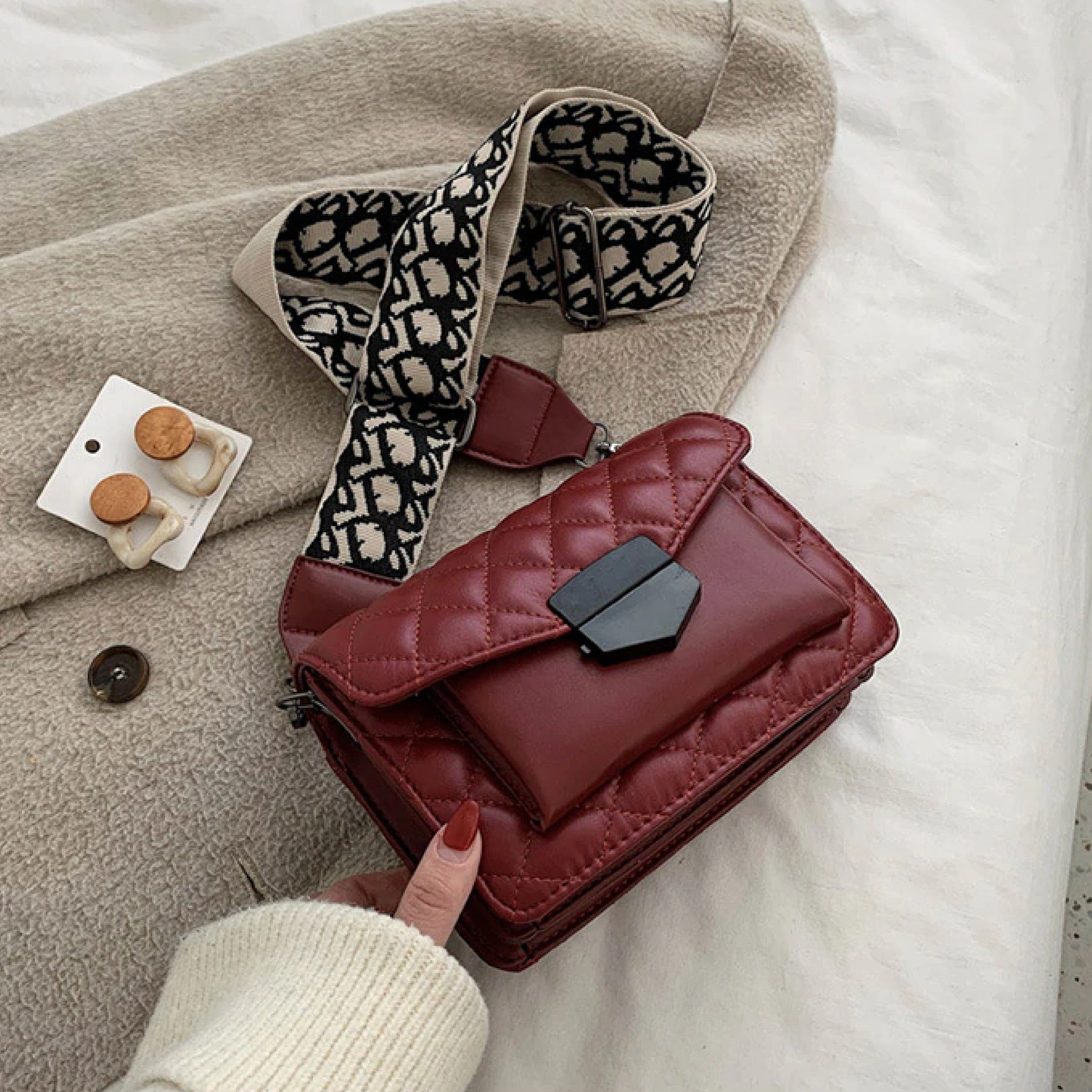 Bolso de Mano Compacto con Varias Bolsas Interiores para Mujer | Ideal para Uso Diario