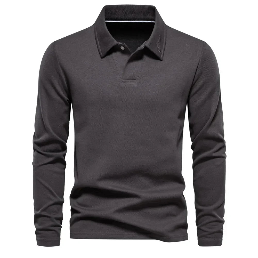 Polo De Manga Larga Con Corte Clásico Y Cierre De Botones Para Hombre | Ideal Para Uso Diario Y Contextos Profesionales