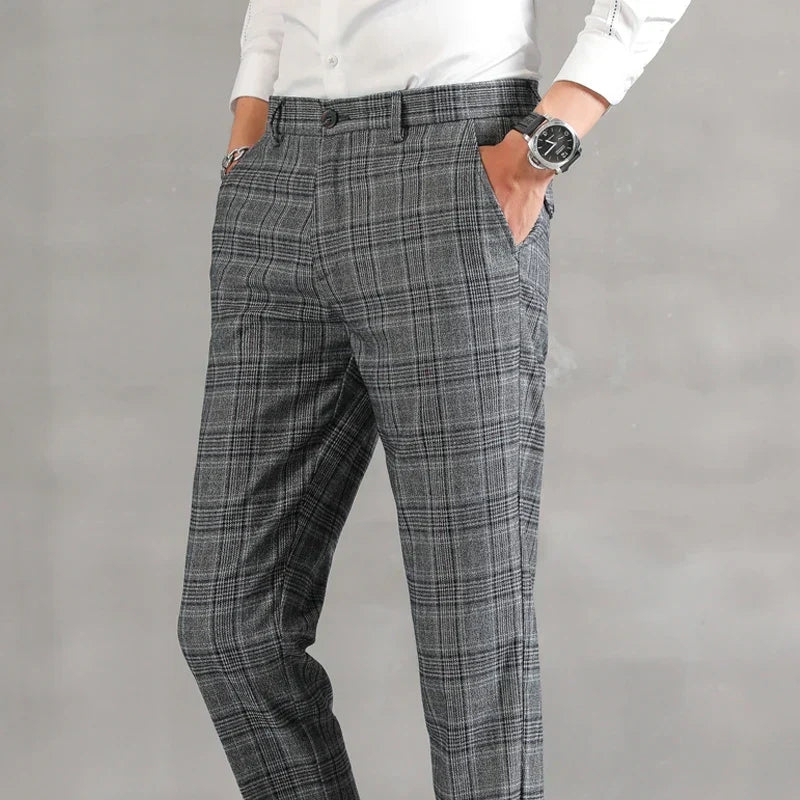 Pantalones Para Hombre Con Corte Slim Y Motivo A Cuadros Para Hombre | Ideal Para Uso Diario