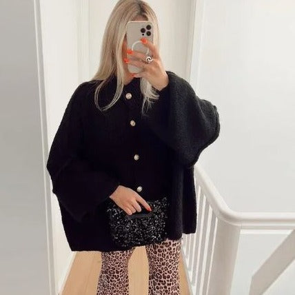 Jersey Con Patrón De Punto Y Mangas Holgadas Para Mujer | Ideal Para Invierno