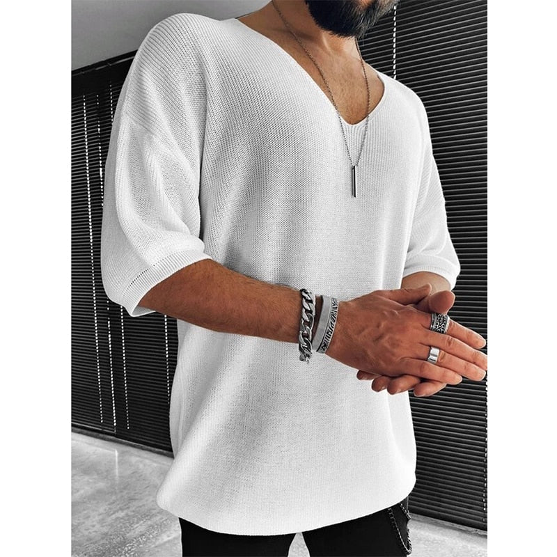 Jersey De Manga 3/4 Con Cuello En V Para Hombre | Ideal Para Uso Diario Y Climas Templados