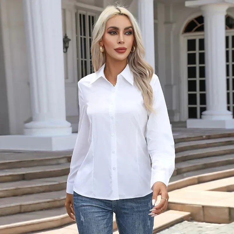 Camisa De Manga Larga Con Corte Estructurado Para Mujer | Ideal Para Uso Diario Y Oficina