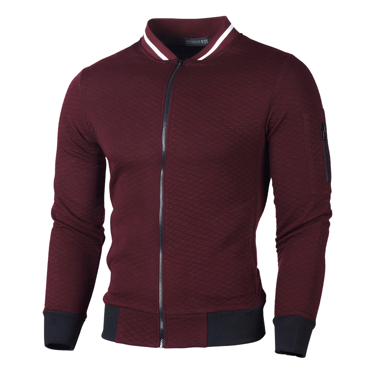 Chaqueta Con Cremallera Frontal Y Patrón De Cuadros Monocromático Para Hombres | Ideal Para Uso Diario