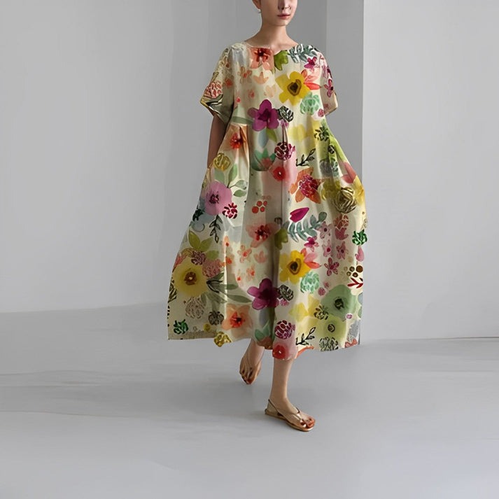 Vestido Midi Con Estampado Floral Y Corte Relajado Para Mujer | Ideal Para Uso Diario Y Salidas Informales