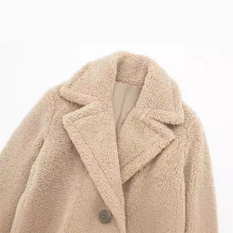 Manteau Largo con Solapas Anchas para Mujer | Ideal para Temporada Fría