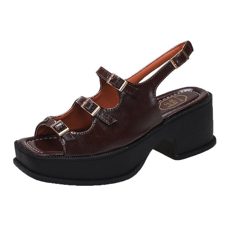 Sandalias Plataforma Con Tacón Bloque Y Correas Ajustables Para Mujer | Ideales Para Uso Diario Y Diferentes Ocasiones