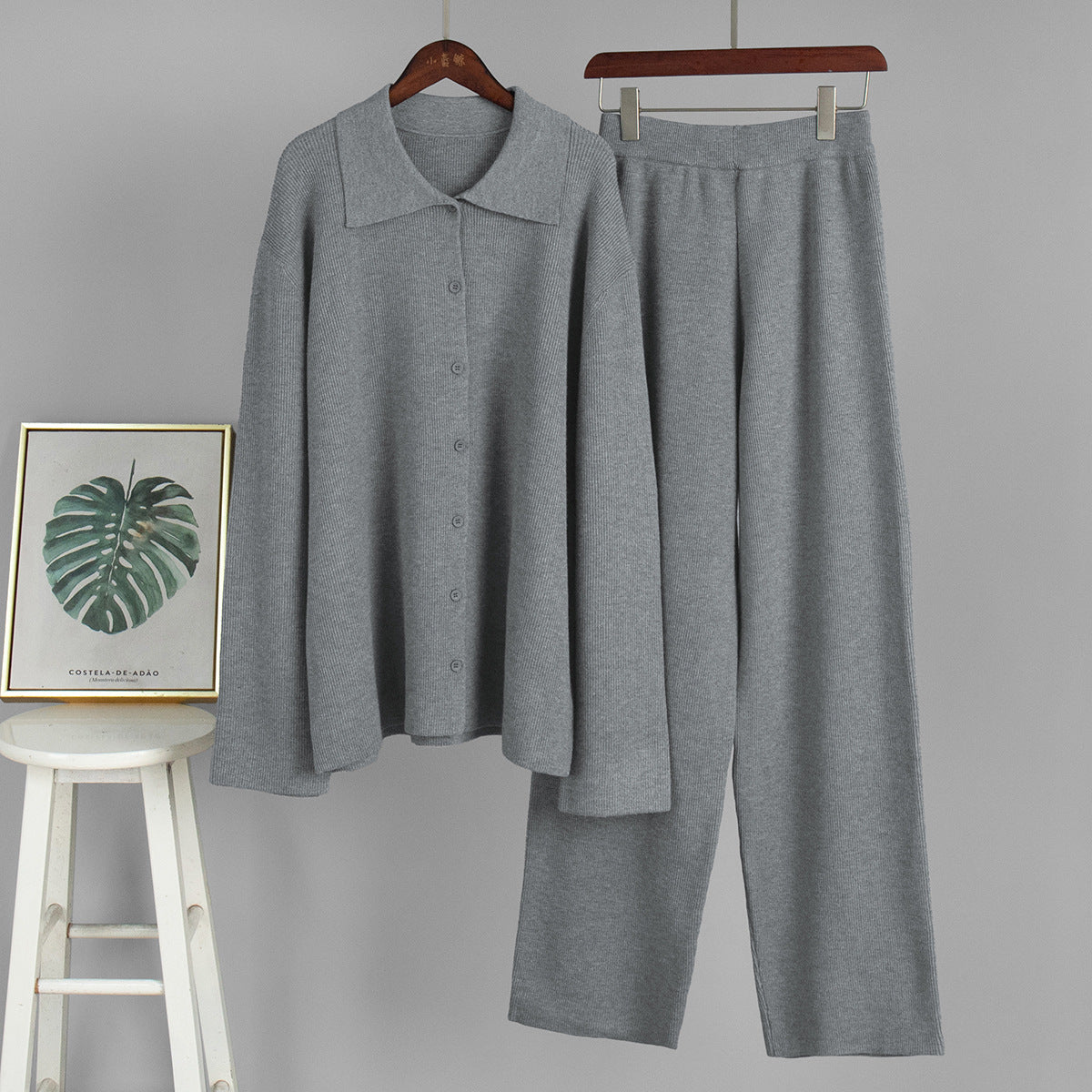Conjunto De Dos Piezas Con Camisa Abotonada Y Pantalón Amplio Para Adultos | Ideal Para Uso Diario Y Salidas Informales