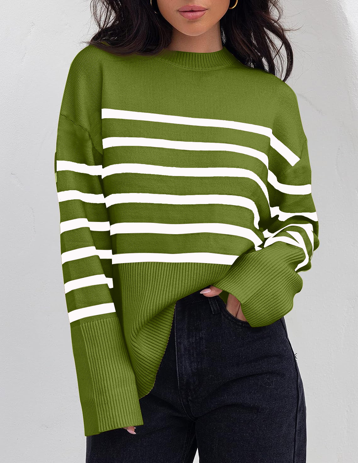 Jersey Con Motivo De Rayas Y Corte Holgado Para Mujer | Ideal Para Uso Diario